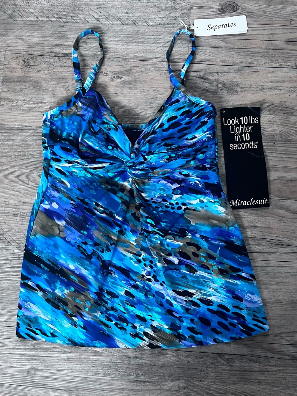 Miraclesuit Roswell Underwire Swim Tankini Top 8 Blue Attitude NWT Boho Slimming - Picture 1 of 7